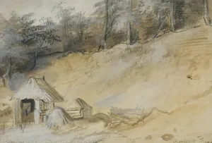 Sloped Prints: Sandy slope with a hut. Creator: Unknown