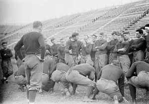 American Football Prints: Sanford drilling guards, Yale, between c1910 and c1915. Creator: Bain News Service