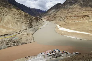 Ladakh Asia Prints: Sangam, confluence of Zanskar and Indus rivers