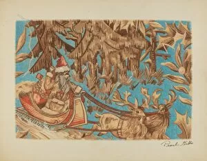 Deer Collection: Santa Claus Tapestry, c. 1939. Creator: Pearl Gibbo