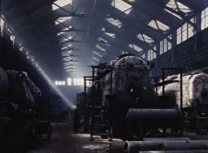 Jacob Ovcharov Prints: Santa Fe R. R. locomotive shops, Topeka, Kansas, 1943. Creator: Jack Delano