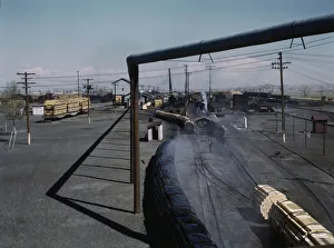 Yard Prints: At the Santa Fe R. R. tie plant, Albuquerque, New Mexico, 1943. Creator: Jack Delano
