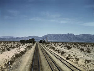 Santa Fe R.R. line leaving Cadiz, Calif. , 1943. Creator: Jack Delano
