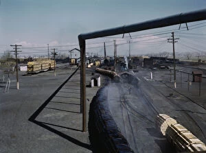 Atchison Topeka Santa Fe Railway Gallery: At the Santa Fe R.R. tie plant, Albuquerque, New Mexico, 1943. Creator: Jack Delano
