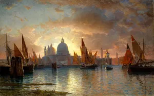 Santa Salute Prints: Santa Maria della Salute, Sunset, 1870-85. Creator: William Stanley Haseltine
