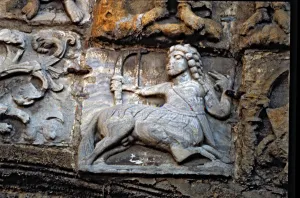 Santiago de Compostela Cathedral, facade of the Platerias: centaur (relief)