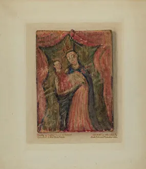Retablo Prints: Santo, 1936. Creator: Maude Valle