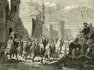 Charlemagne Collection: The Saracens Leaving Narbonne, Restored to the Franks, (737AD), 1890. Creator: Unknown