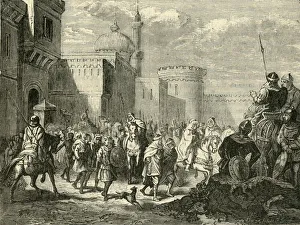 Carlomagno Gallery: The Saracens Leaving Narbonne, Restored to the Franks, (737AD), 1890. Creator: Unknown