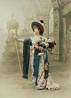 Sarah Bernhardt as Floria Tosca in Act I of Sardou's Tosca, neg 1887; print and mount after 1889. Creator: Nadar. Sarah Bernhardt as Floria Tosca in Act I of Sardou's Tosca, neg 1887; print and mount after 1889. Creator: Nadar