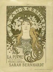 Mucha Prints: Sarah Bernhardt. La Plume, ca 1897. Creator: Mucha, Alfons Marie (1860-1939)