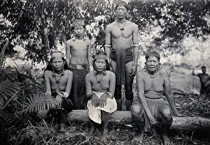South East Asia Prints: Sarawak: members of a Kayan tribe from the Upper Rejang River region