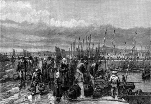 Baskets Prints: Sardine fishery on the coast of Brittany, 1871. Creator: Unknown