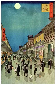Edward F Prints: Saruwaka Cho, Yoru Shibai, 1856 (1925)