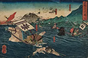 Far East Prints: Sasaki Takatsuna racing Kajiwara Kagesue across the River Uji