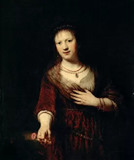 Images Dated 7th June 2019: Saskia with the red flower, 1641. Creator: Rembrandt van Rhijn (1606-1669)