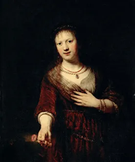 Saskia with the red flower, 1641. Creator: Rembrandt van Rhijn (1606-1669)