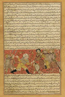 Sasanian Empire Prints: Sassanid general Wahrez killing the Ethiopian Aksumite king Masruq ibn Abraha
