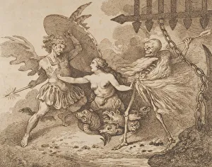 Rowlandson Prints: Satan, Sin and Death (Paradise Lost, Book the 2nd), after 1790. after 1790
