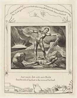 Satan Smiting Job with Boils, 1825. Creator: William Blake