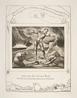 Horrible Gallery: Satan Smiting Job with Boils, from Illustrations of the Book of Job, 1825-26