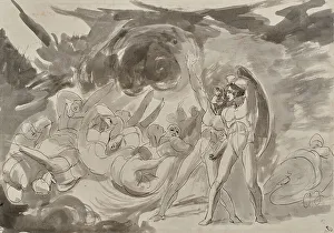 The Devil Prints: Satan Surveying the Fallen Angels, 1833. Creator: George Romney