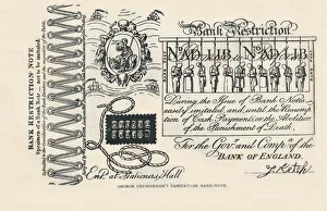 A satirical banknote: crime, punishment and protest, 1819 (1894). Artist: George Cruikshank A satirical banknote: crime, punishment and protest, 1819 (1894). Artist: George Cruikshank
