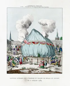 Flame Prints: Satirical engraving on the fire of the balloon of Miolan and Janinet 1784 (1887)