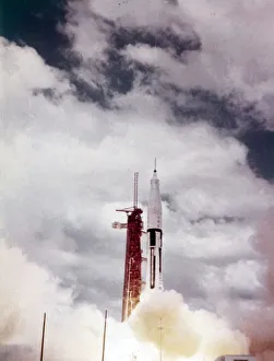 Saturn 1B lift off from Launch Complex 34, Kennedy Space Center, Florida, USA, 1960s Saturn 1B lift off from Launch Complex 34, Kennedy Space Center, Florida, USA, 1960s