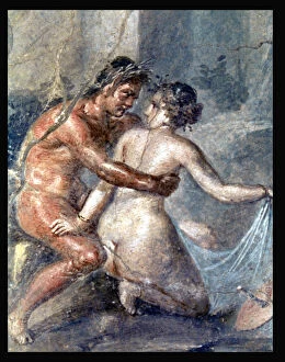 Images Dated 18th June 2013: Satyr embracing a nymph, fresco from the house of Epigram at Pompeii