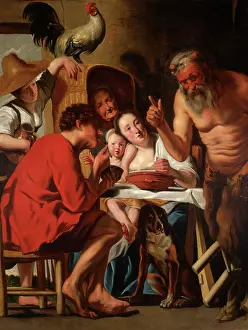 Barechested Prints: Satyr as a Guest Among Peasant, c1620. Creator: Jacob Jordaens I