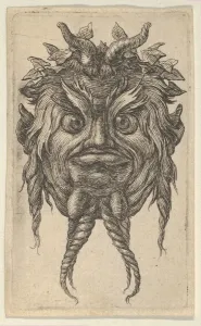Satyr Mask with Horns and a Twisted Beard Wearing an Ivy Wreath, from Divers Masque Satyr Mask with Horns and a Twisted Beard Wearing an Ivy Wreath, from Divers Masque