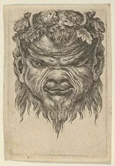 Satyr Mask with an Indented Snout and a Wreath of Oak Leaves, from Divers Masques, ca