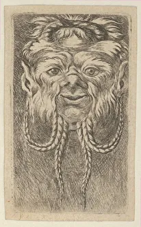 Hairy Prints: Satyr Mask with Overlapping Horns and Four Braided Strands of Beard, from Divers Ma