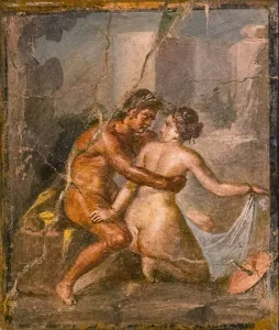 Fresco Prints: Satyr and Nymph, 1st H. 1st cen. AD. Creator: Roman-Pompeian wall painting