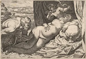Bacchante Prints: Satyr and Nymph. Artist: Carracci, Agostino (1557-1602)