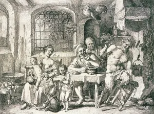 Dietrici Prints: Satyr and Peasants, 1739. Creator: Christian Wilhelm Ernst Dietrich