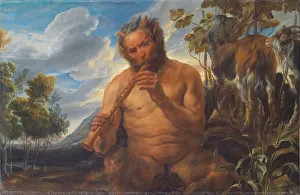 Jacob 1593 1678 Prints: Satyr Playing the Pipe (Jupiters Childhood), ca 1639. Artist: Jordaens, Jacob (1593-1678)