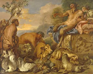 Ancient Roman Festivals Gallery: Satyrs Bringing their Gifts, Early 1640s. Creator: Castiglione