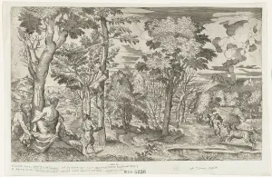 Da Cadore Prints: Satyrs in a Landscape (after Titian), ca. 1550-60. Creator: Anon