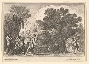 Bucolic Collection: Five satyrs and two nymphs, 1650. Creator: Wenceslaus Hollar