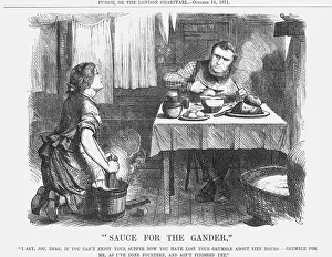 Scrubbing Prints: Sauce for the Gander, 1871. Artist: Joseph Swain