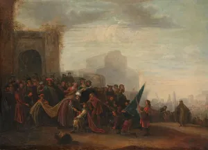 Goliath Prints: Saul Welcoming David after his Victory over Goliath, 1640. Creator: Gerrit de Wet
