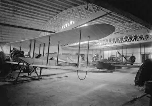 Amphibious Collection: Saunders Aeroplanes in hangar, East Cowes, 1914. Creator: Kirk & Sons of Cowes
