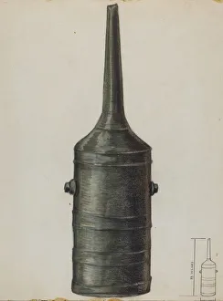 Raymond Manupelli Prints: Sausage Stuffer, c. 1936. Creator: Raymond Manupelli