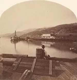 Docks Prints: Sausalito from the N. P. C. R. R. Wharf, Looking South, ca. 1868
