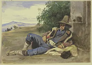 Reclining Prints: Savoyards lying on the ground, 1840. Creator: Carl Friedrich Heinrich Werner