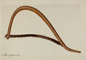 Hand Tool Prints: Saw, c. 1941. Creator: Frank Budash