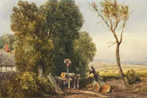 Cox David Prints: The Saw Pit, 1832-38. Creator: David Cox the Elder