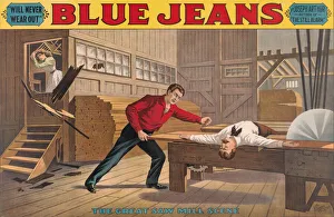 Sawmill Prints: Saw Mill Scene, from Blue Jeans, ca. 1890. ca. 1890. Creator: Anon